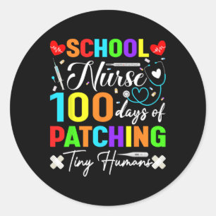 Sticker Rond Infirmière Scolaire 100 Jours De Patching Minuscul
