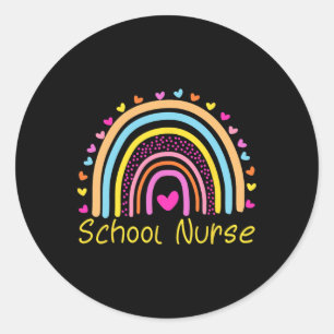 Sticker Rond Infirmière scolaire bohème arc-en-ciel journée de