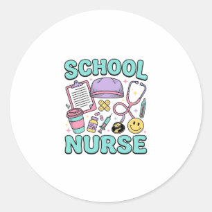 Sticker Rond Infirmière scolaire chemise vintage design de coll