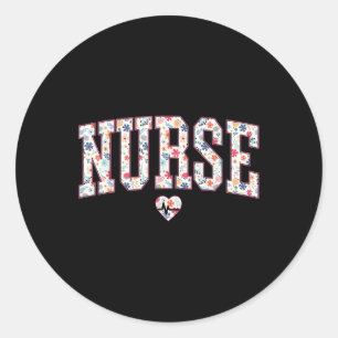 Sticker Rond Infirmière Stéthoscope Battement de coeur Rn Lpn N