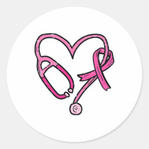 Sticker Rond Infirmière stéthoscope rose Médicale cancer du sei