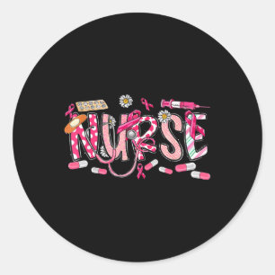 Sticker Rond Infirmière stéthoscope rose Médicale cancer du sei