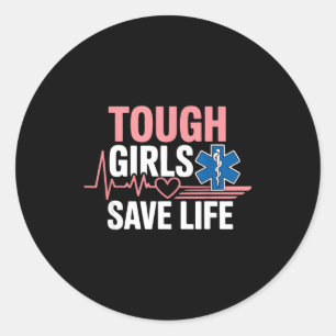 Sticker Rond Infirmière Technicienne Ambulancière Fille Féminin