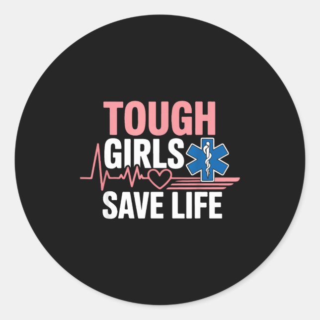 Sticker Rond Infirmière Technicienne Ambulancière Fille Féminin (Devant)