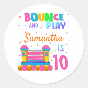 Sticker Rond Inflatable Bounce House Jump Anniversaire Fille de
