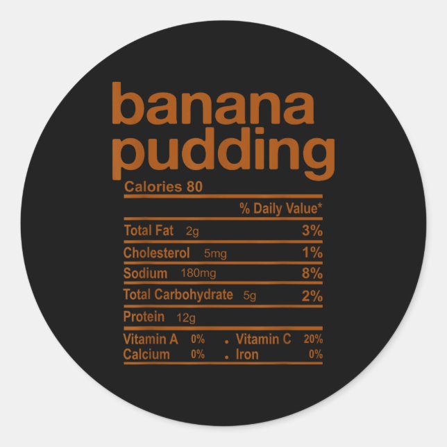 Sticker Rond Informations nutritionnelles du pudding à la banan (Devant)