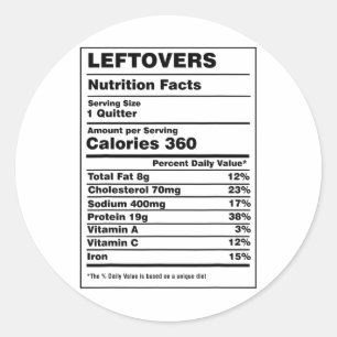 Sticker Rond Informations nutritionnelles Restes Quitter Drôle