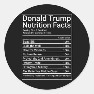 Sticker Rond Informations nutritionnelles sur Donald Trump - 1
