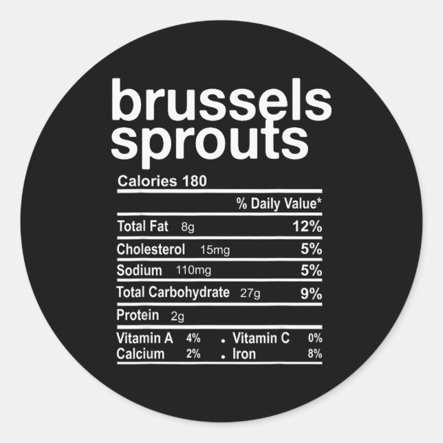 Sticker Rond Informations nutritionnelles sur les choux de Brux (Devant)