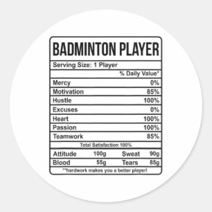 Sticker Rond Informations sur les joueurs de badminton et faits