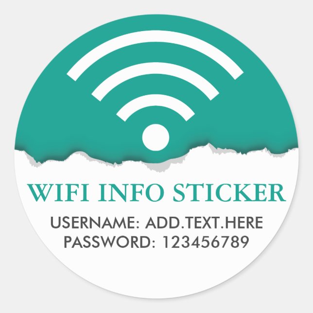 Sticker Rond Informations WiFi/accès Internet customisées (Devant)