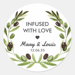 Sticker Rond Infusé avec amour Olive Oil Wedding Favor Étiquett