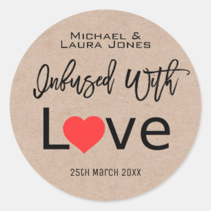 Sticker Rond Infusé Avec Du Papier Kraft Amoureux Avec Mariage