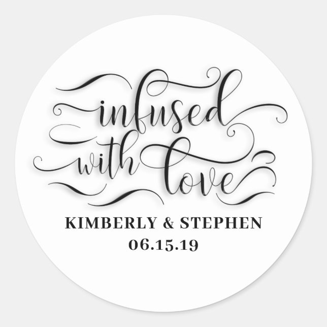 Sticker Rond Infusé Avec Mariage Amoureux (Devant)