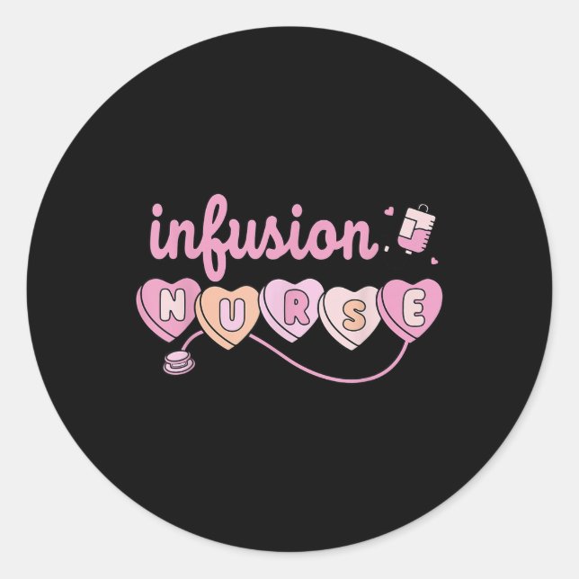 Sticker Rond Infusion Chemo Infusion Infirmière Valentines Jour (Devant)