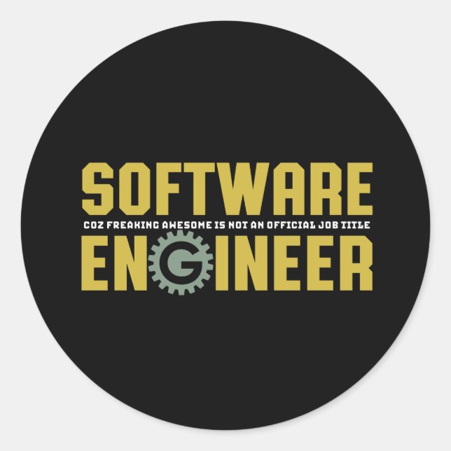 Sticker Rond Ingénieur amusant Ingénieur logiciel et programmeu (Devant)