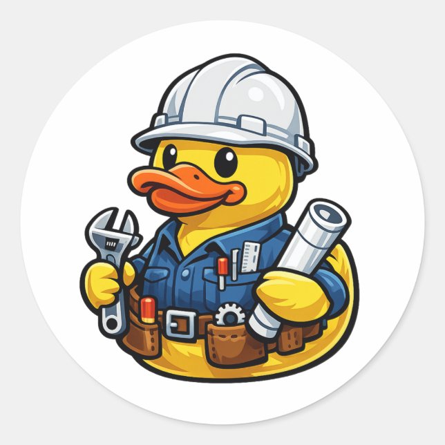 Sticker Rond Ingénieur Canard en Caoutchouc (Devant)