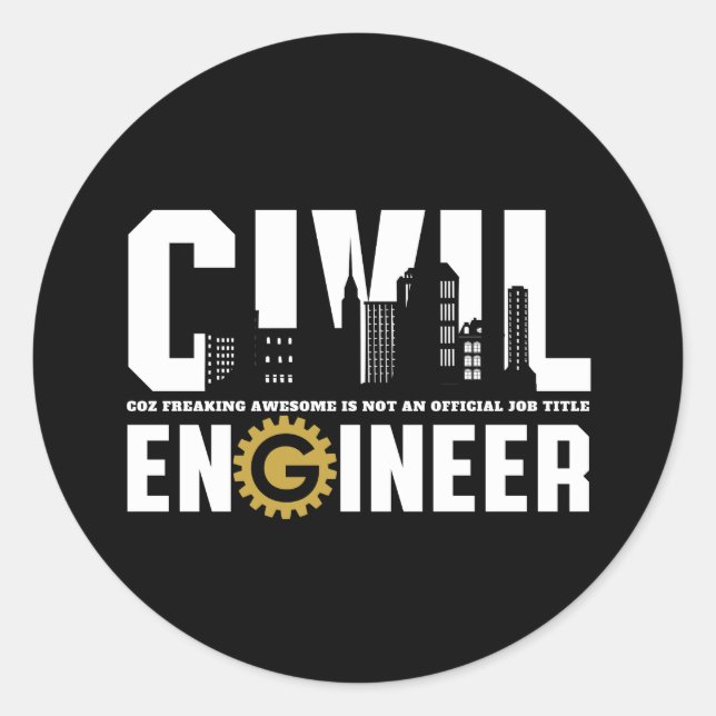 Sticker Rond Ingénieur civil amusant étudiant en génie civil (Devant)