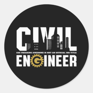 Sticker Rond Ingénieur civil amusant étudiant en génie civil