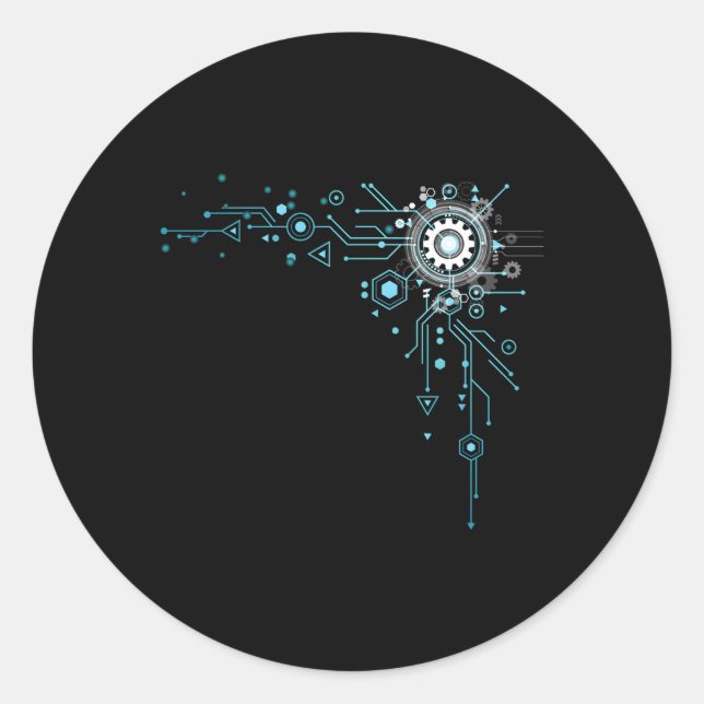 Sticker Rond Ingénieur de circuit informatique Ordinateur Nerd (Devant)