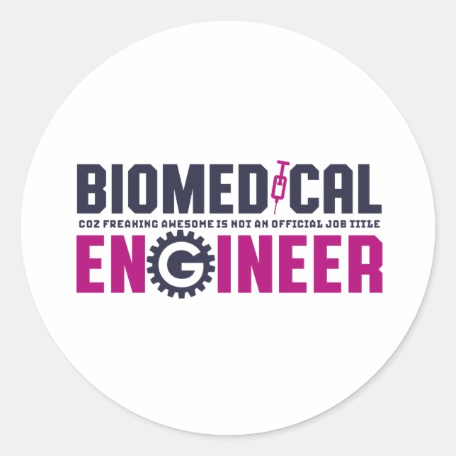 Sticker Rond Ingénieur Geek amusant Génie biomédical Major (Devant)