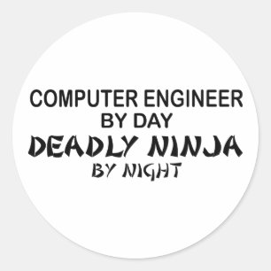Sticker Rond Ingénieur informatique mort Ninja