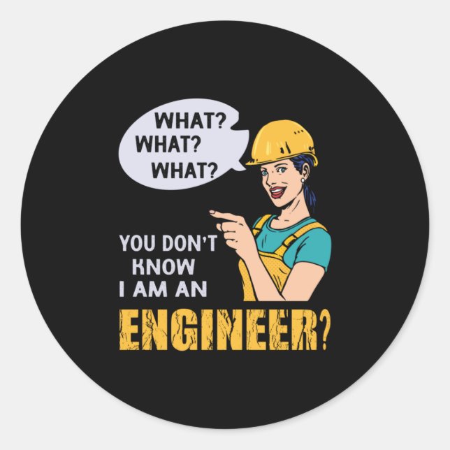 Sticker Rond Ingénieur Je Suis Ingénieur (Devant)