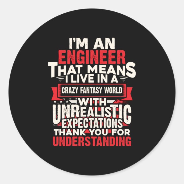 Sticker Rond Ingénieur Je Suis Ingénieur (Devant)