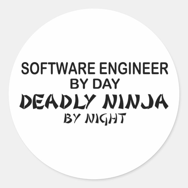 Sticker Rond Ingénieur logiciel mort Ninja (Devant)