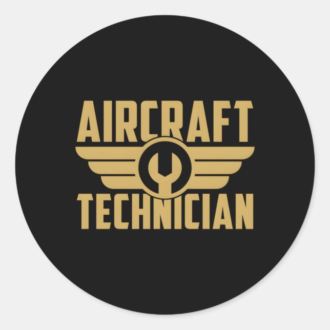 Sticker Rond Ingénieur mécanicien d'aéronef Technicien d'aérone (Devant)