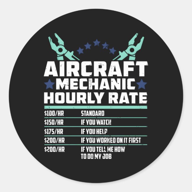 Sticker Rond Ingénieur mécanicien d'aéronef Technicien d'avion (Devant)