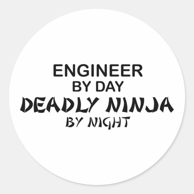 Sticker Rond Ingénieur mort Ninja par nuit (Devant)