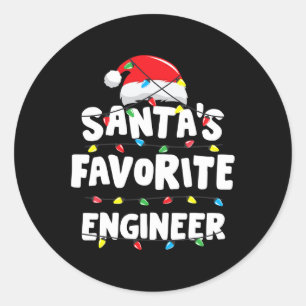 Sticker Rond Ingénieur Noël Père Noël Favori Drôle cadeau Xma