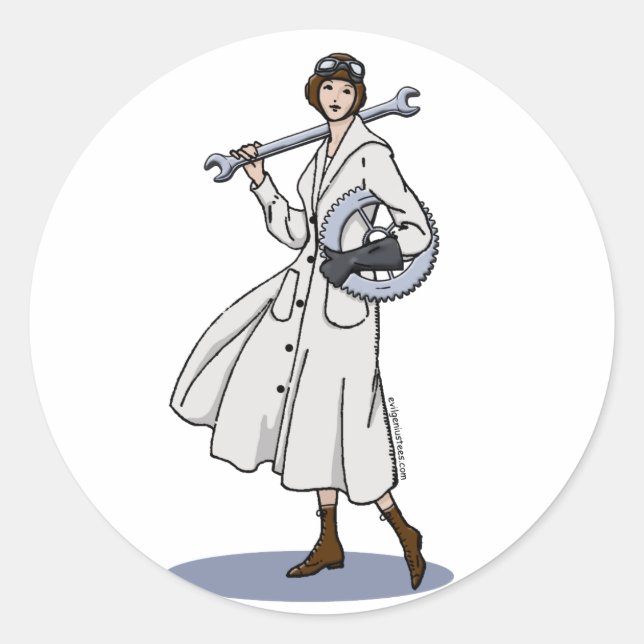 Sticker Rond Ingénieur Steampunk (Devant)