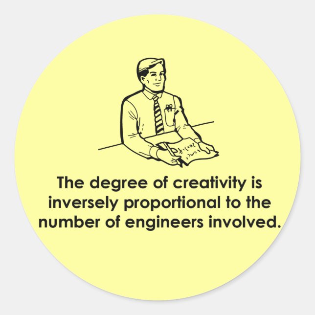 Sticker Rond Ingénieurs et créativité (Devant)