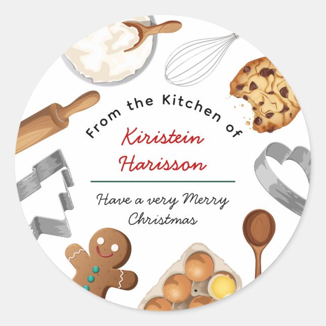 Sticker Rond Ingrédients de cuisson de biscuits personnalisés C (Devant)