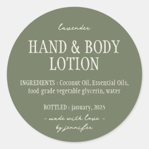Sticker Rond Ingrédients de la lotion corporelle pour les mains