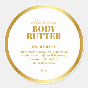 Sticker Rond Ingrédients de produit Spa moderne Blanc Gold Clas