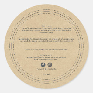 Sticker Rond Ingrédients de produits de beauté biologiques Kraf