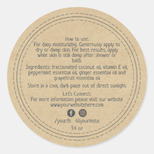 Sticker Rond Ingrédients de produits de beauté biologiques Kraf