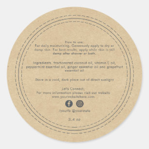 Sticker Rond Ingrédients de produits de beauté biologiques Kraf
