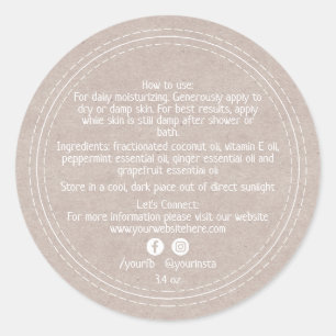 Sticker Rond Ingrédients de produits de beauté biologiques Kraf