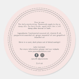 Sticker Rond Ingrédients de produits de beauté biologiques rose