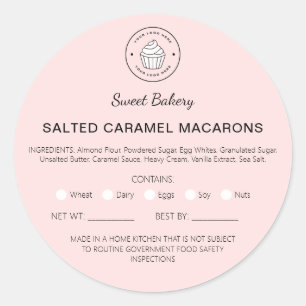 Sticker Rond Ingrédients Macarons Loi sur la Nourriture Cottage
