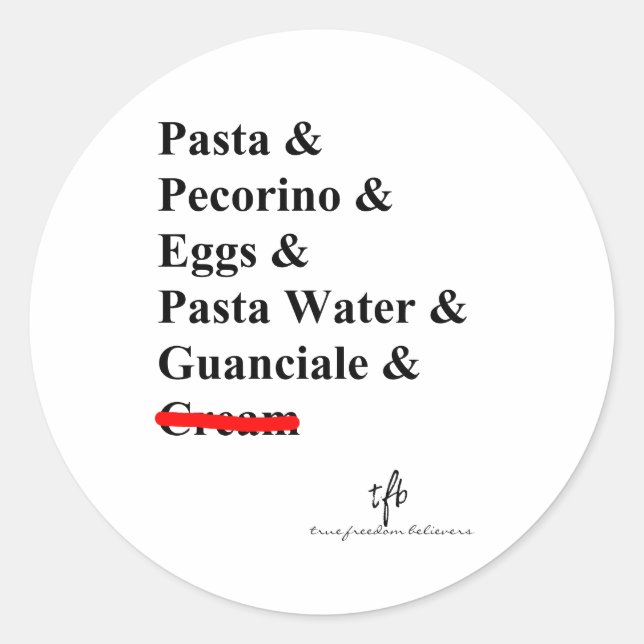 Sticker Rond Ingrédients Pasta Carbonara (Devant)