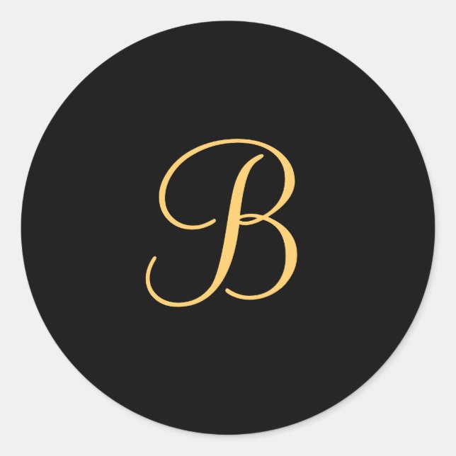 Sticker Rond Initiale B de couleur or sur le monogramme noir (Devant)