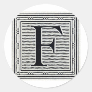 Sticker Rond Initiale de bois de graveur de gravure sur bois en