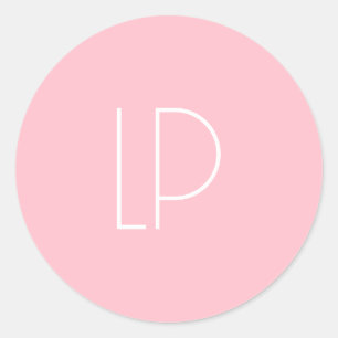Sticker Rond Initiale moderne minimaliste élégante sur fond ros