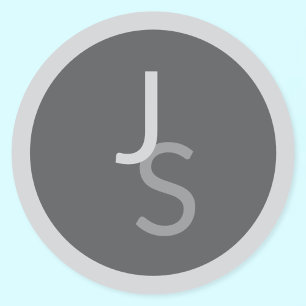 Sticker Rond Initiales chevauchantes modernes monogrammées   Gr