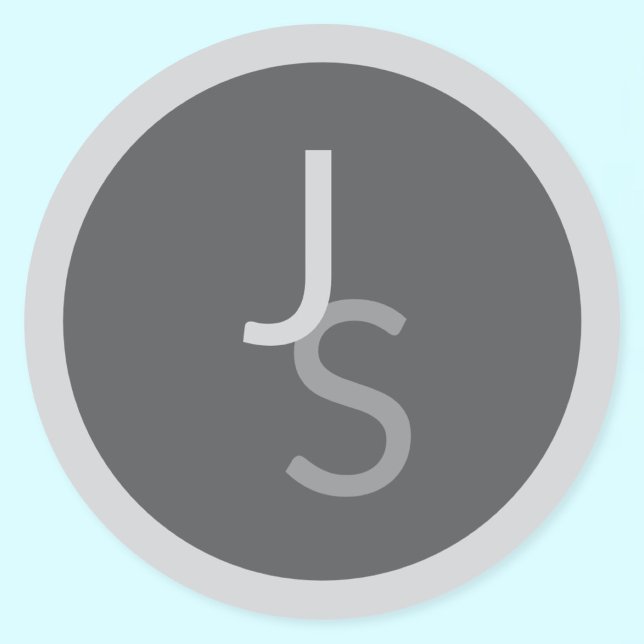 Sticker Rond Initiales chevauchantes modernes monogrammées | Gr (Créateur téléchargé)